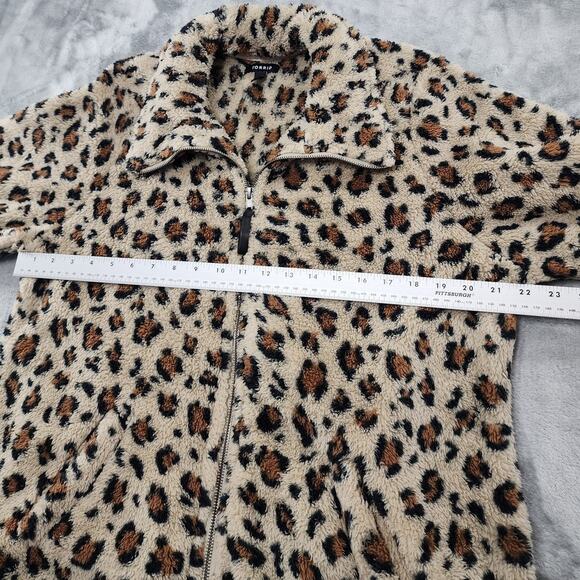 Torrid Jacket Womens 1 1X 14/16 Brown Animal Print Sherpa Full Zip Pockets Soft - Picture 7 of 9
